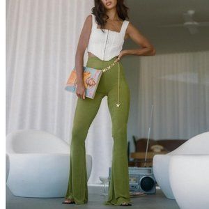 Princess Polly Boogie Green Flare Pants Sz 6